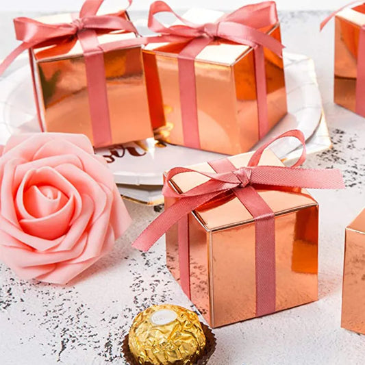 New Rose Gold Square Shape Gift Candy Boxes