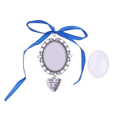 Wedding Family Bowknot Photo Gem Holder Angel Pendant Brooch Oval