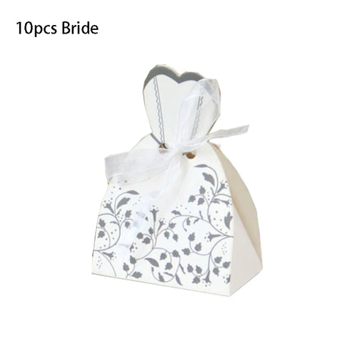 10 pcs/lot Bride And Groom Wedding Candy Box Dresses Favor Gifts Boxes