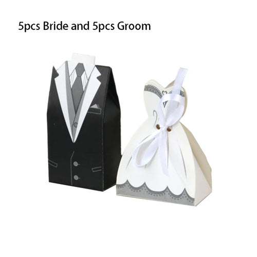 10 pcs/lot Bride And Groom Wedding Candy Box Dresses Favor Gifts Boxes