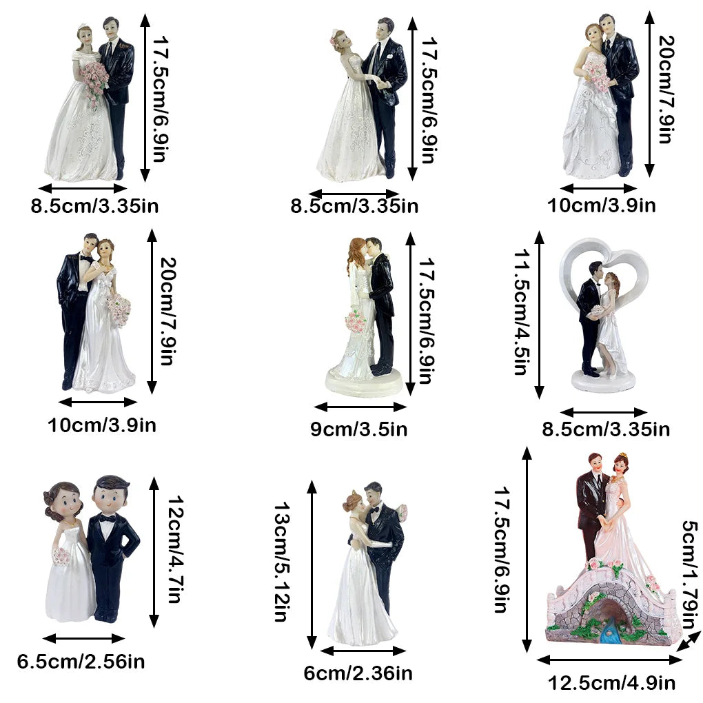 Cake Toppers Dolls Bride and Groom Figurines Funny Wedding Cake