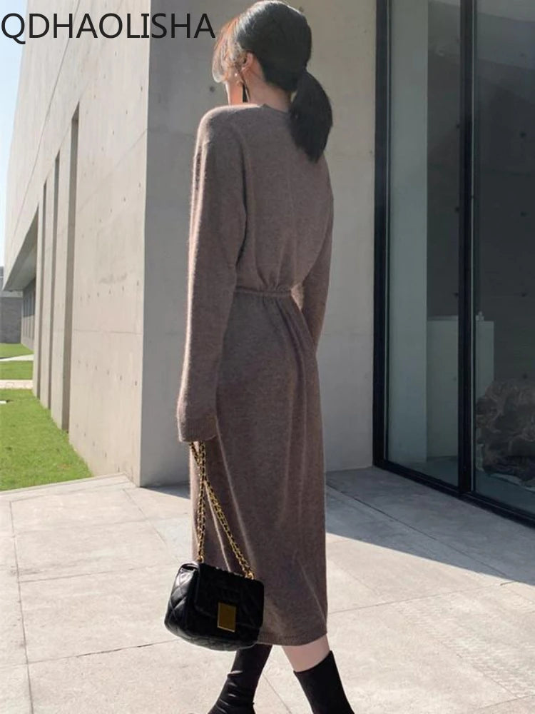 Autumn or Winter Mid Length Sweater Dress