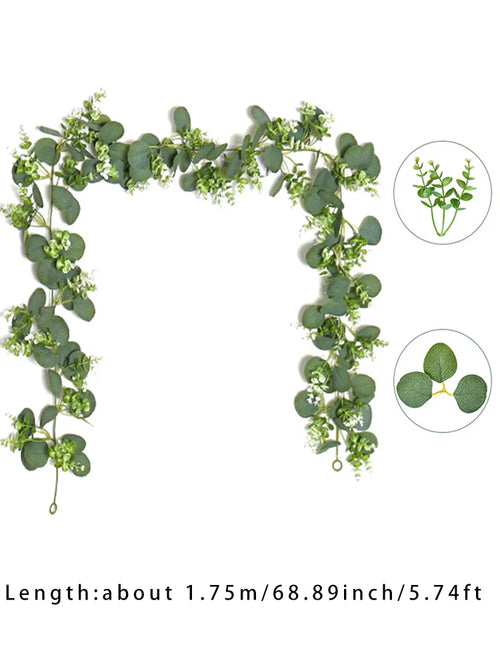 1pc Artificial Eucalyptus Leaves Greenery Garland Faux Plant Spring