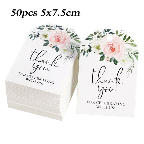 30 or 50Pcs Thank You Hang Tags Label Handmade Gift Packaging Paper Cards