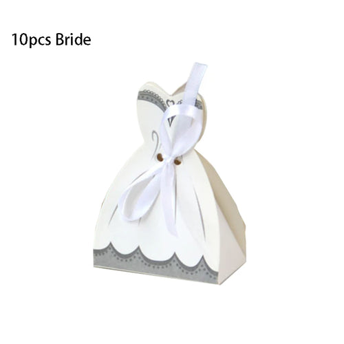 10 pcs/lot Bride And Groom Wedding Candy Box Dresses Favor Gifts Boxes