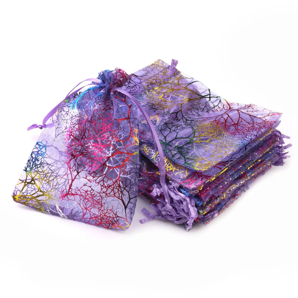 50pcs/Lot Drawable Colorful Tree Organza Favor Bags