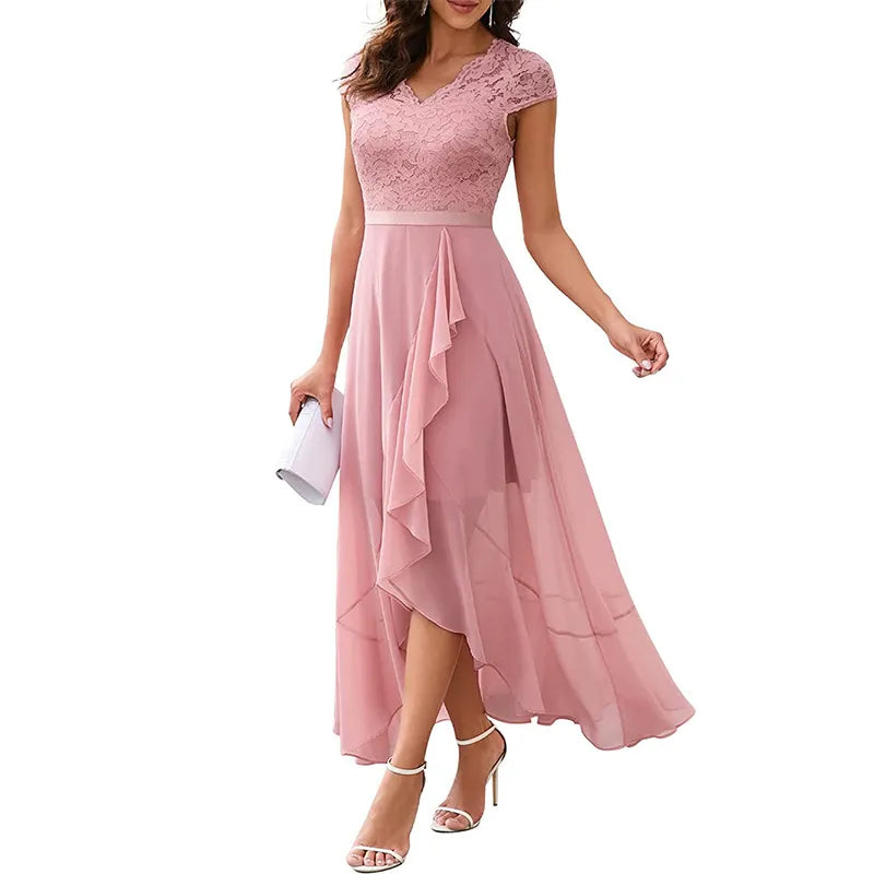 Bridesmaid Dresses Ruffles Chiffon Ankle Length