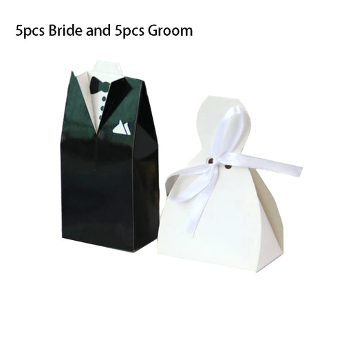 10 pcs/lot Bride And Groom Wedding Candy Box Dresses Favor Gifts Boxes