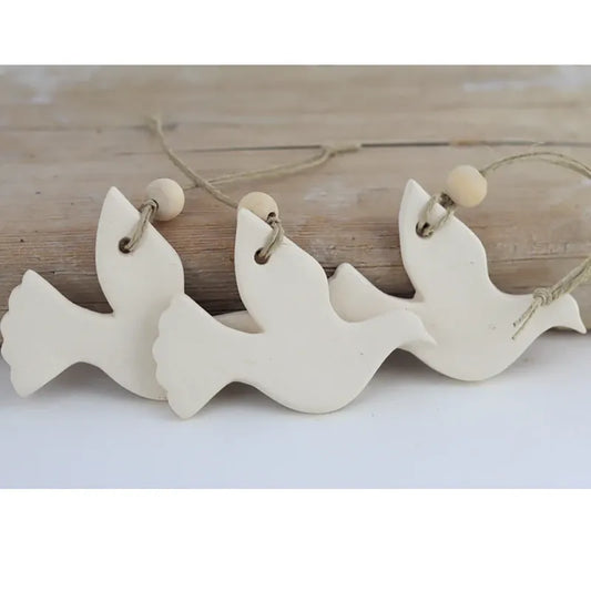 White Wooden Dove Ornament Wedding Handmade Home Peace Love