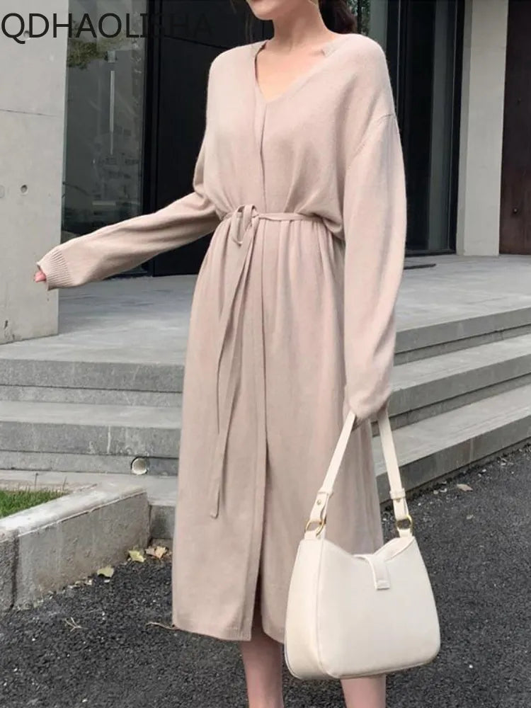 Autumn or Winter Mid Length Sweater Dress