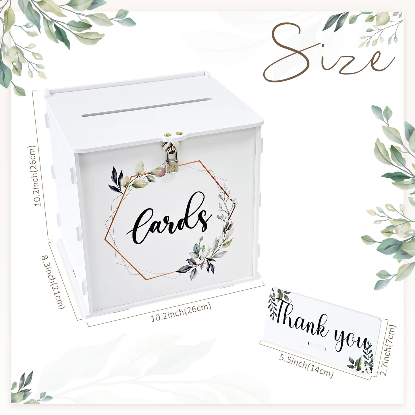 White Wedding Card Box with Lock, Gift Card Box for Wedding