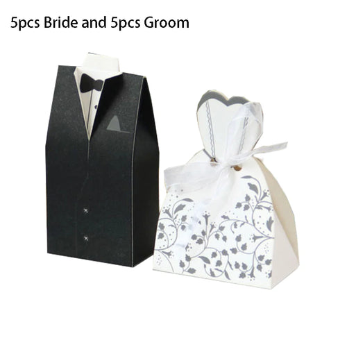 10 pcs/lot Bride And Groom Wedding Candy Box Dresses Favor Gifts Boxes