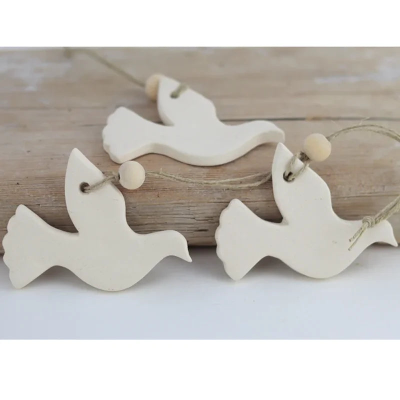 White Wooden Dove Ornament Wedding Handmade Home Peace Love