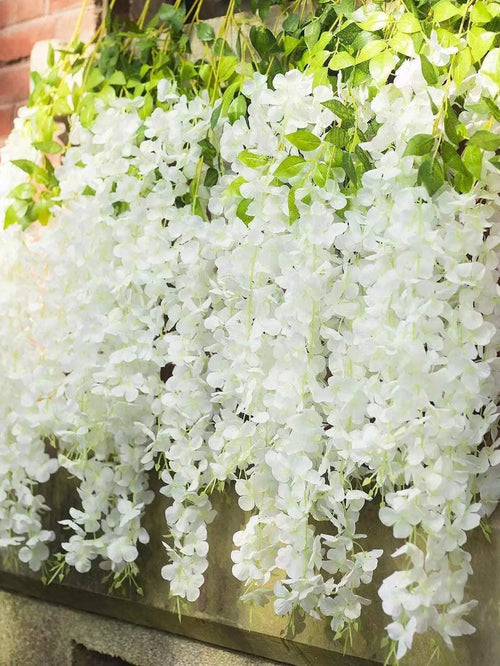 12pcs Artificial Flowers Hanging Wisteria Faux Flowers Garland Silk