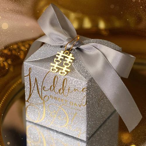 New Wedding Candy Box With Pearl Ribbon Bow High-End Gift Chocolate