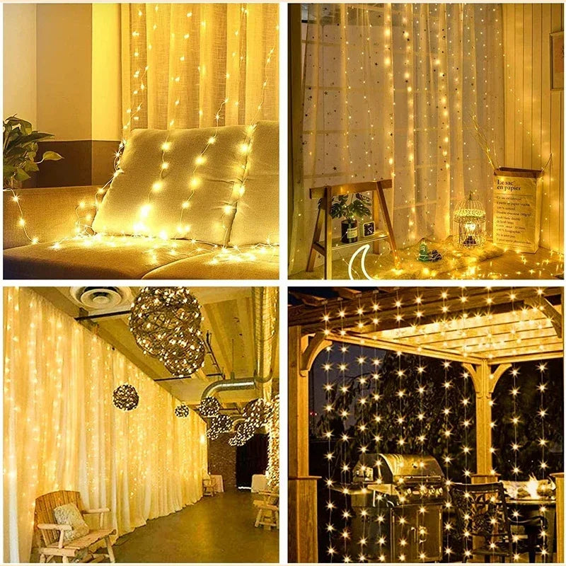 3M LED Curtain String Lights Fairy Decoration USB Wedding Garland Lamp