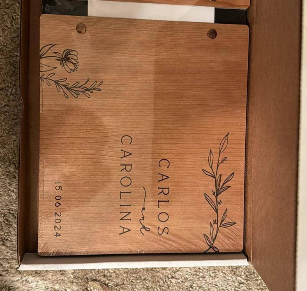 Wooden Wedding Guest Book - Personalized Laser Engraved