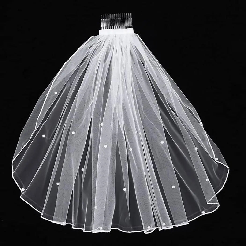 Crystal Bridal Veils Short 1 Tier  Soft Mesh With Comb Wedding Party