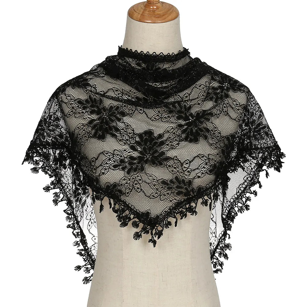 Elegant Lace Triangle Hollow Tassel Scarves