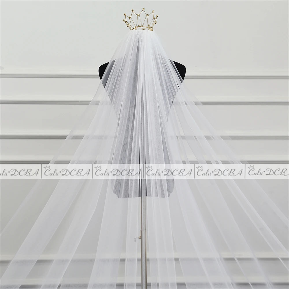 Cathedral Length Wedding Veil 1 Tier Long Lace Veil Floral Motif