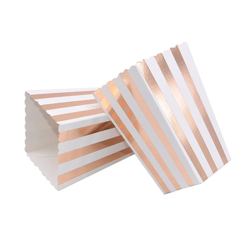 6Pcs Popcorn Box Gold Dot Wave Striped Pop Corn Candy Snack Boxes