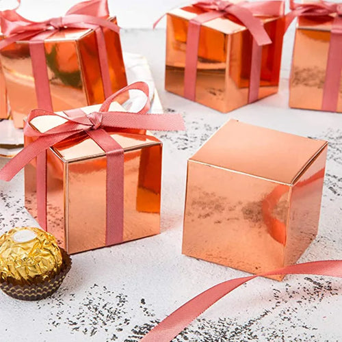 New Rose Gold Square Shape Gift Candy Boxes