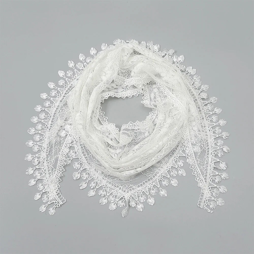 Elegant Lace Triangle Hollow Tassel Scarves