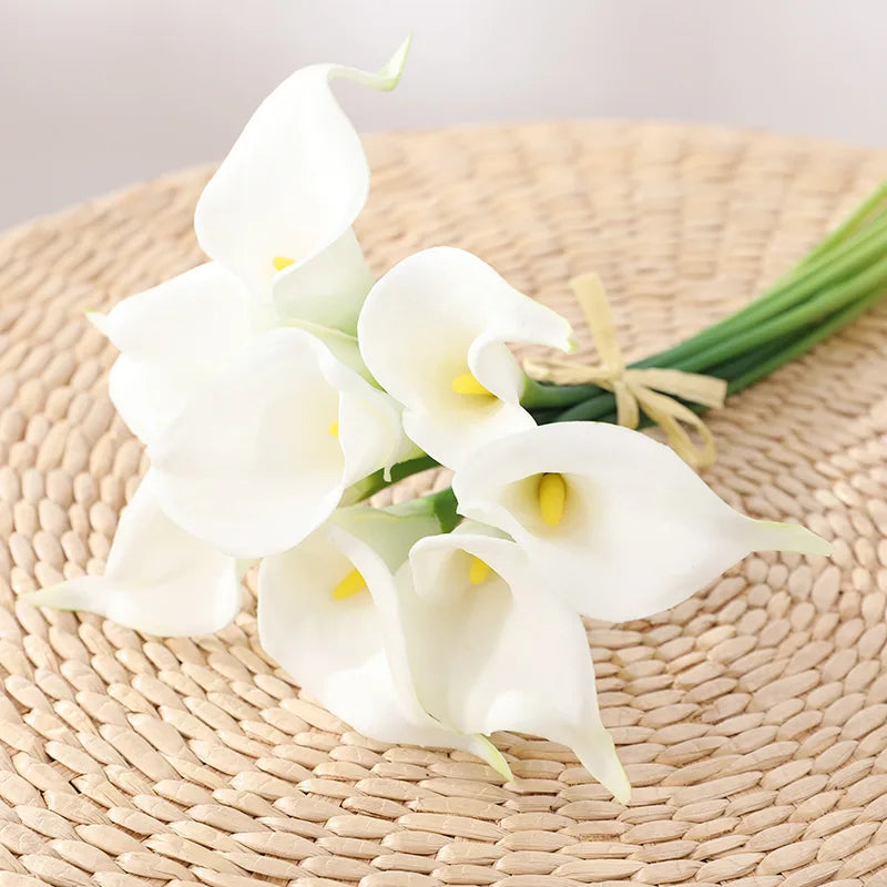 5/10Pcs White Calla Lily Artificial Flowers Real Touch Wedding