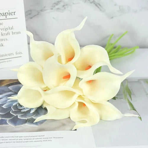 5/10Pcs White Calla Lily Artificial Flowers Real Touch Wedding