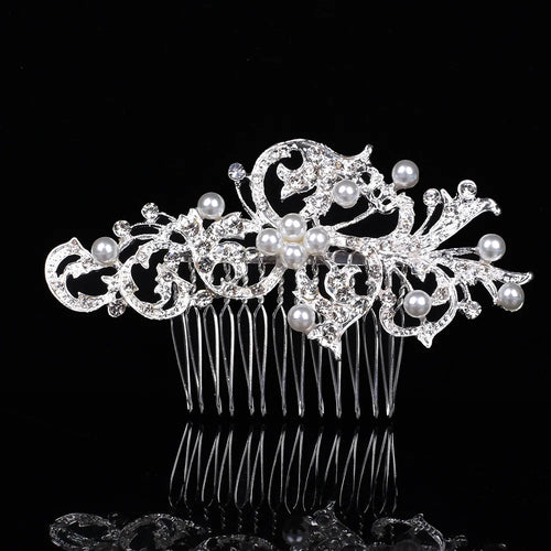 New Fashion Silver Plated Rhinestone Pearl Hair Comb Wedding Bridal