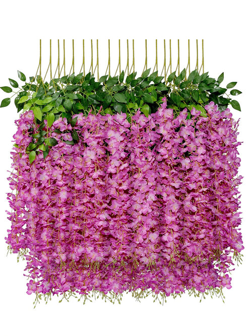 12pcs Artificial Flowers Hanging Wisteria Faux Flowers Garland Silk