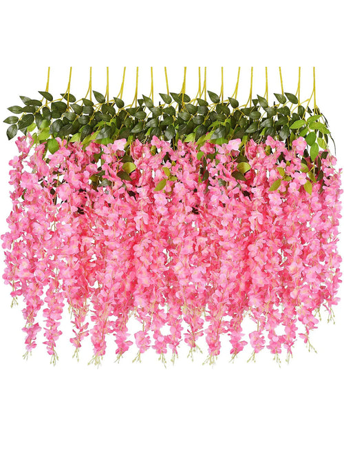 12pcs Artificial Flowers Hanging Wisteria Faux Flowers Garland Silk