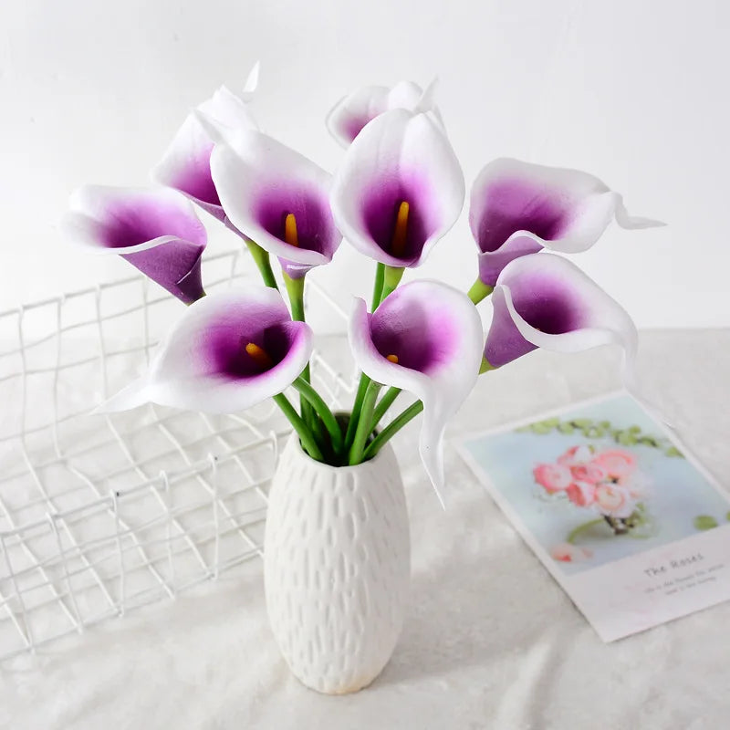 5/10Pcs White Calla Lily Artificial Flowers Real Touch Wedding