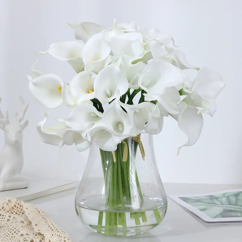 5/10Pcs White Calla Lily Artificial Flowers Real Touch Wedding