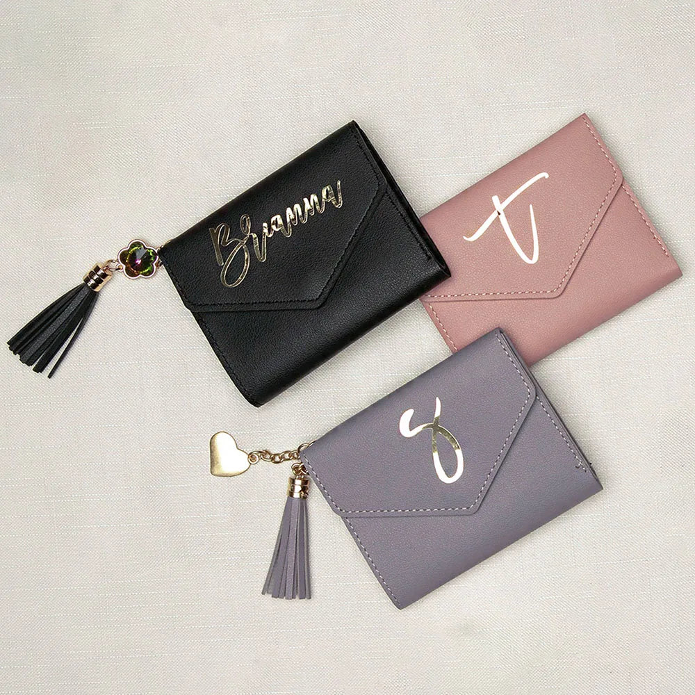 Personalized Women Leather Wallet Card Bag Bridesmaid Bridal Party