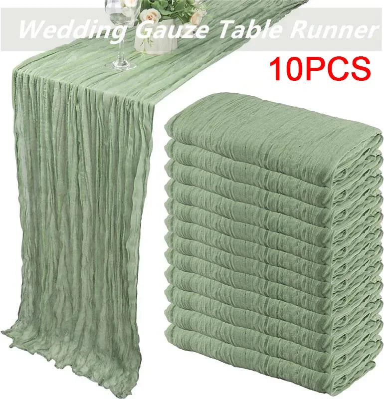 10pcs/set Cheese Cloth Gauze Table Runner Rustic Wedding Table Decor