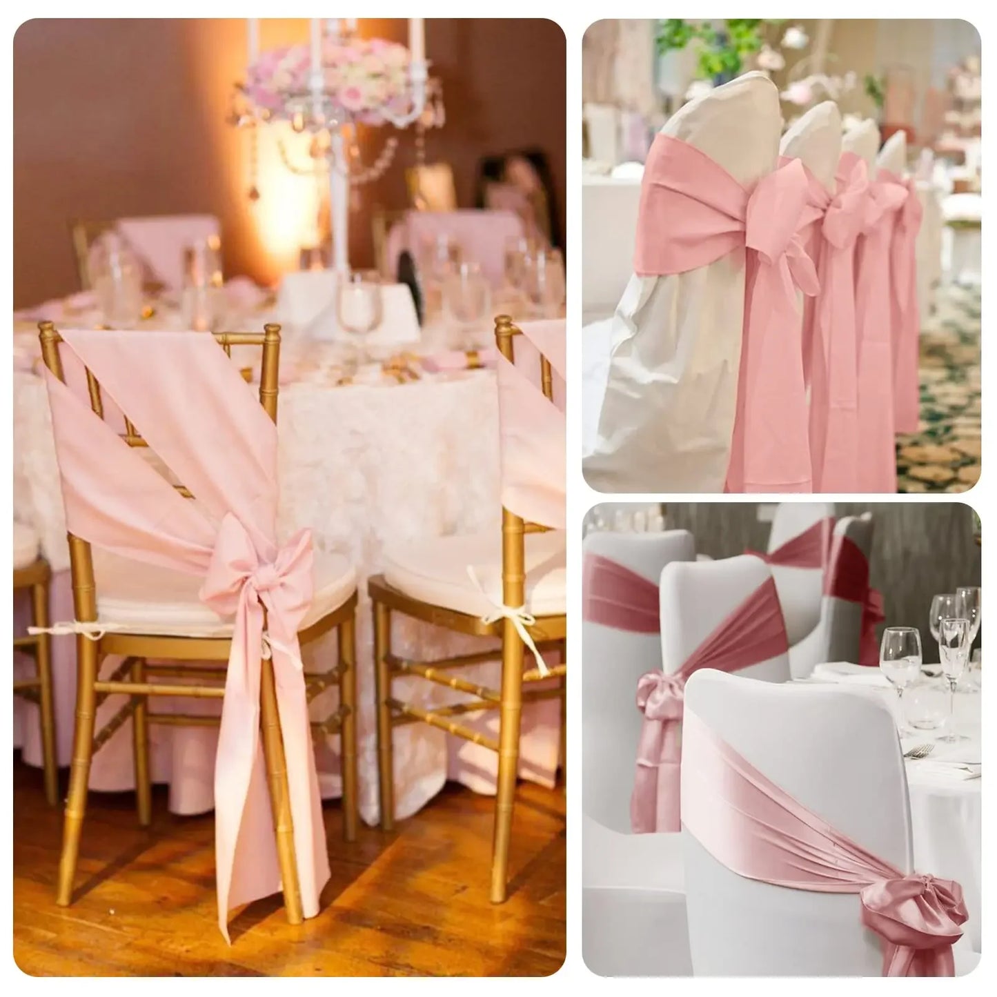 10/50pcs Satin Chair Bow Sashes Wedding Chair Knot Ribbon