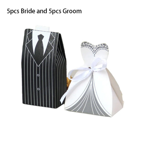 10 pcs/lot Bride And Groom Wedding Candy Box Dresses Favor Gifts Boxes