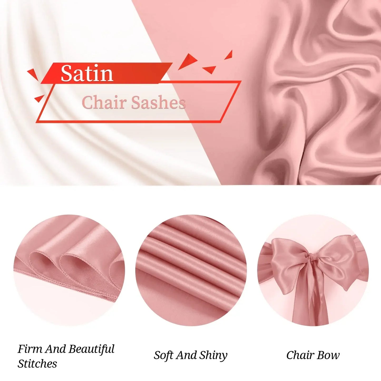 10/50pcs Satin Chair Bow Sashes Wedding Chair Knot Ribbon