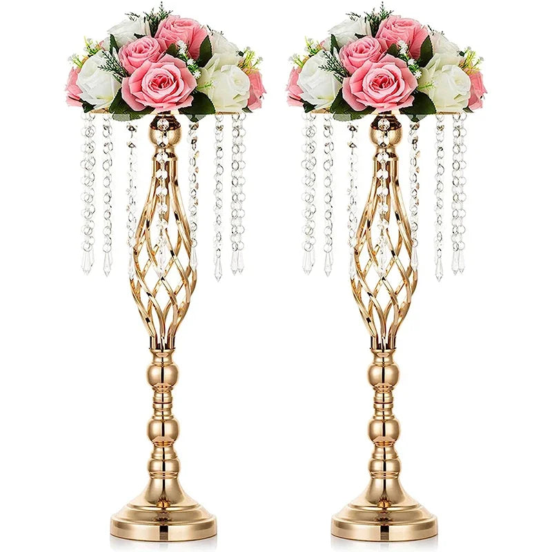 49/53cm Tall Crystal Candle Flower Holder Centerpiece with Beads