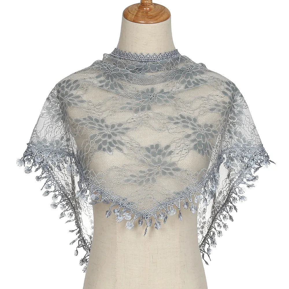 Elegant Lace Triangle Hollow Tassel Scarves