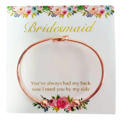 Bridesmaid Gift Tie The Knot Bracelet With Gilded Words Card Wedding