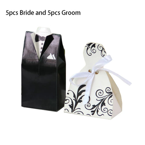 10 pcs/lot Bride And Groom Wedding Candy Box Dresses Favor Gifts Boxes