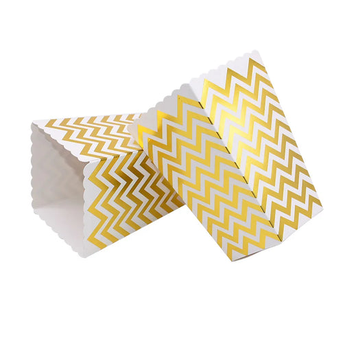 6Pcs Popcorn Box Gold Dot Wave Striped Pop Corn Candy Snack Boxes