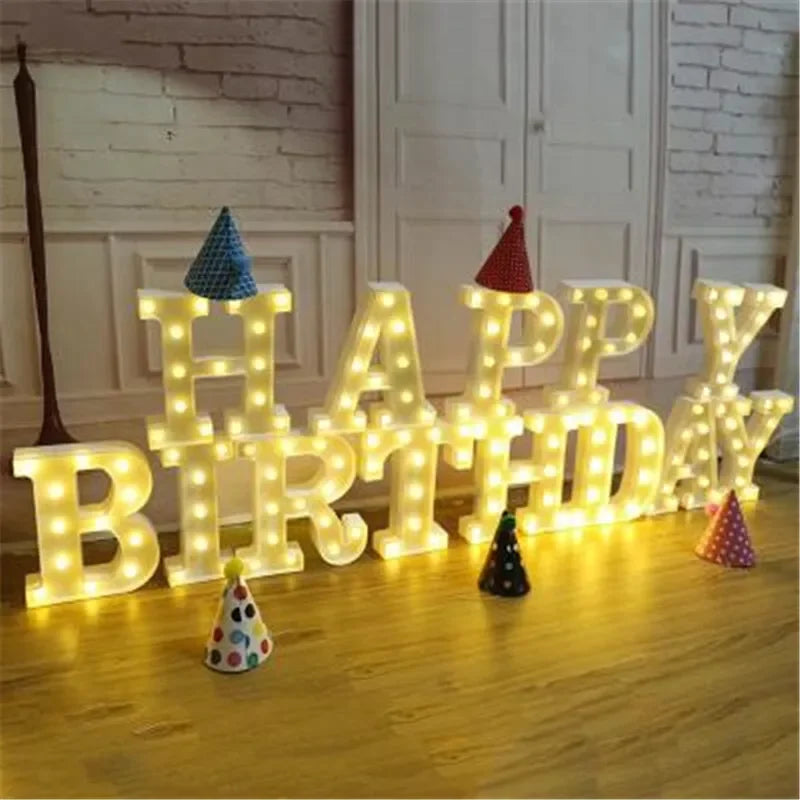 Alphabet Letter LED Lights Luminous Number Lamp Decor