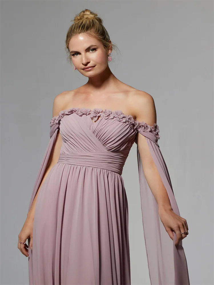 Off The Shoulder A-Line Chiffon Mother Of The Bride Dress