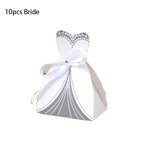 10 pcs/lot Bride And Groom Wedding Candy Box Dresses Favor Gifts Boxes