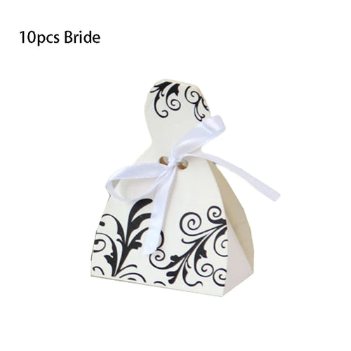 10 pcs/lot Bride And Groom Wedding Candy Box Dresses Favor Gifts Boxes