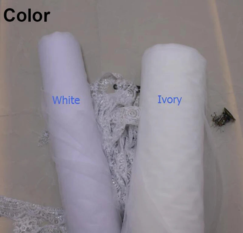 Black Lace White or Ivory Tulle Short Wedding Veil 1 Layer 1 Meter