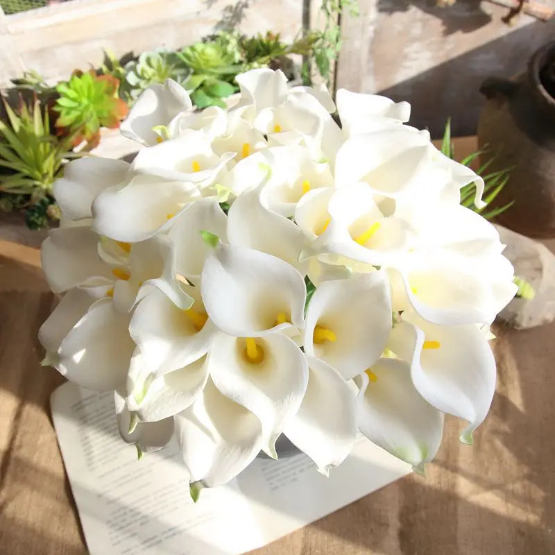 5/10Pcs White Calla Lily Artificial Flowers Real Touch Wedding